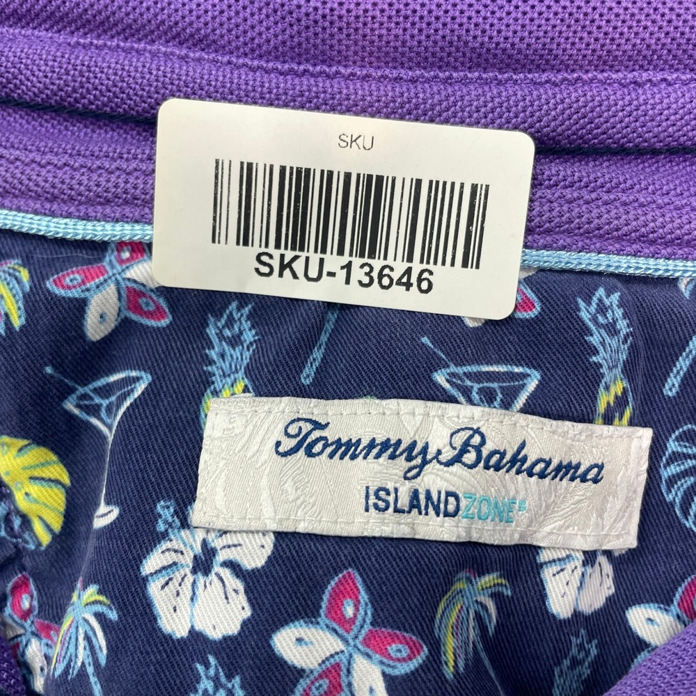 Tommy Bahama Mens Polo Shirt XL Purple Short Sleeve IslandZone Resort Golf Pima - Picture 16 of 16